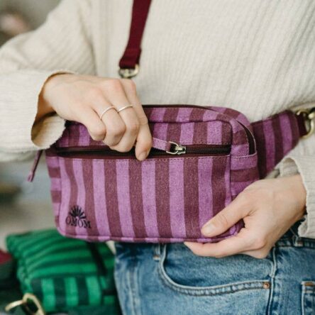 Organic Waist Bag: Purple-striped