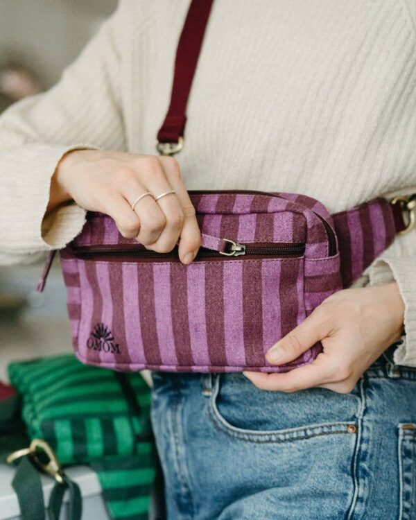 Organic Waist Bag: Purple-striped