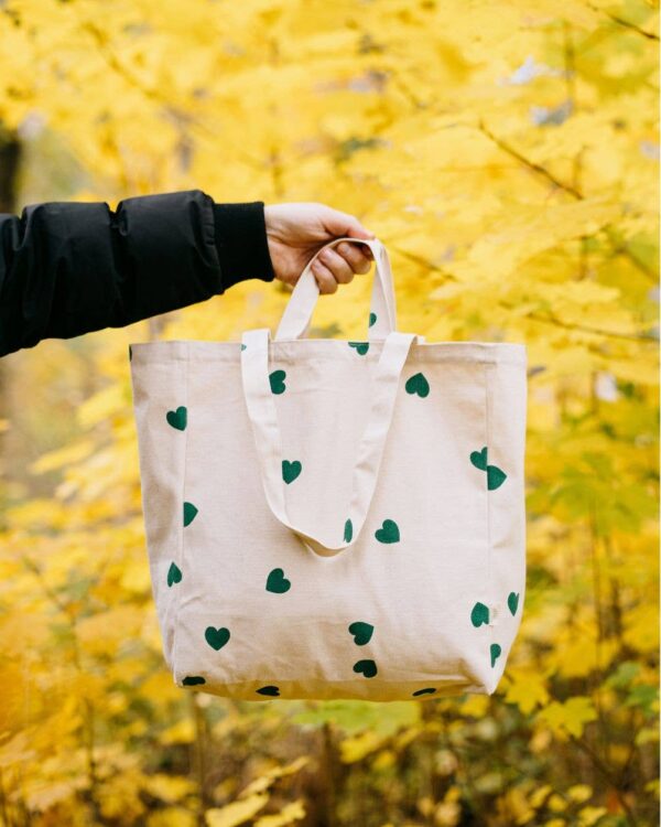 Original with green hearts - Tote bag big
