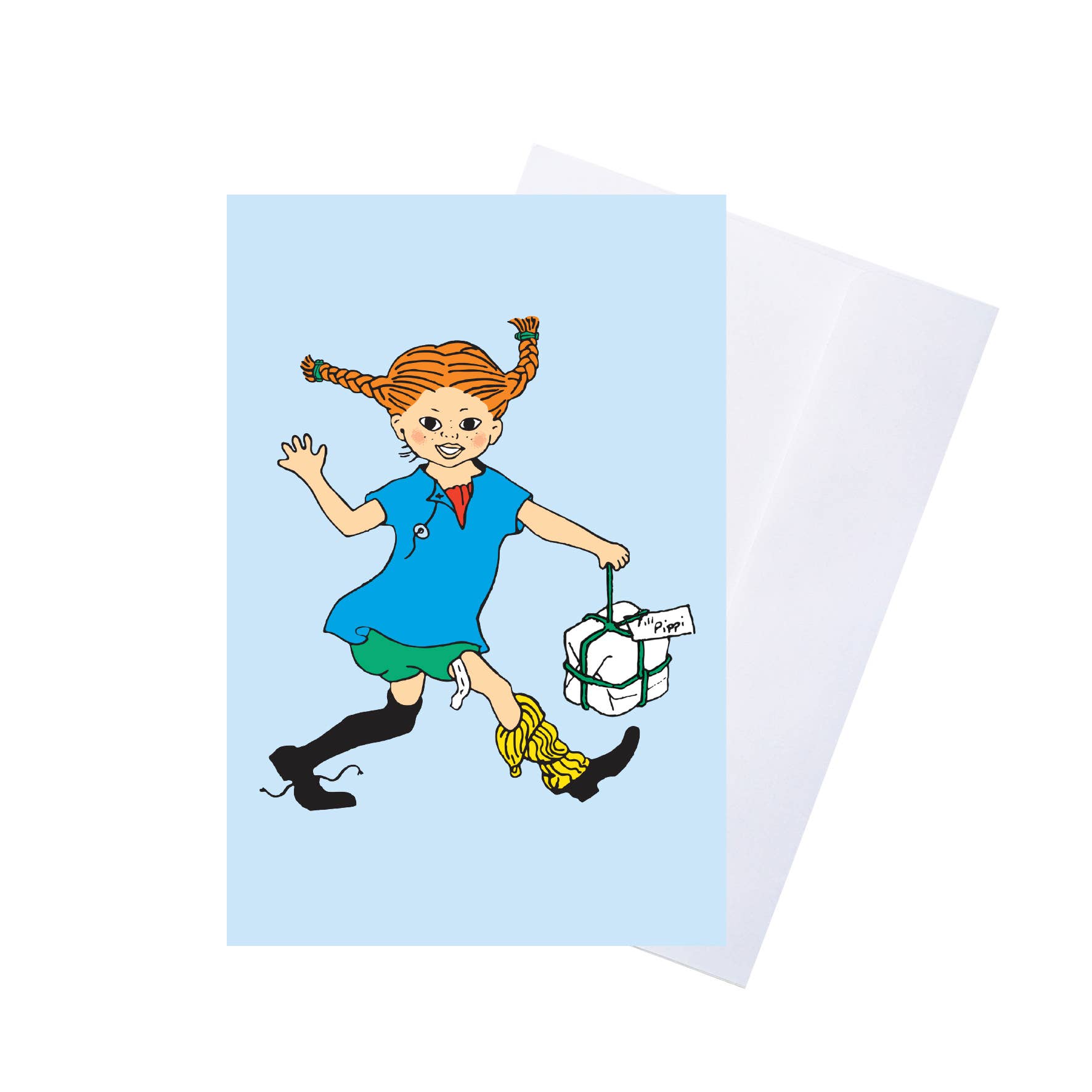Pippi - Greeting Card with Envelope - Blue