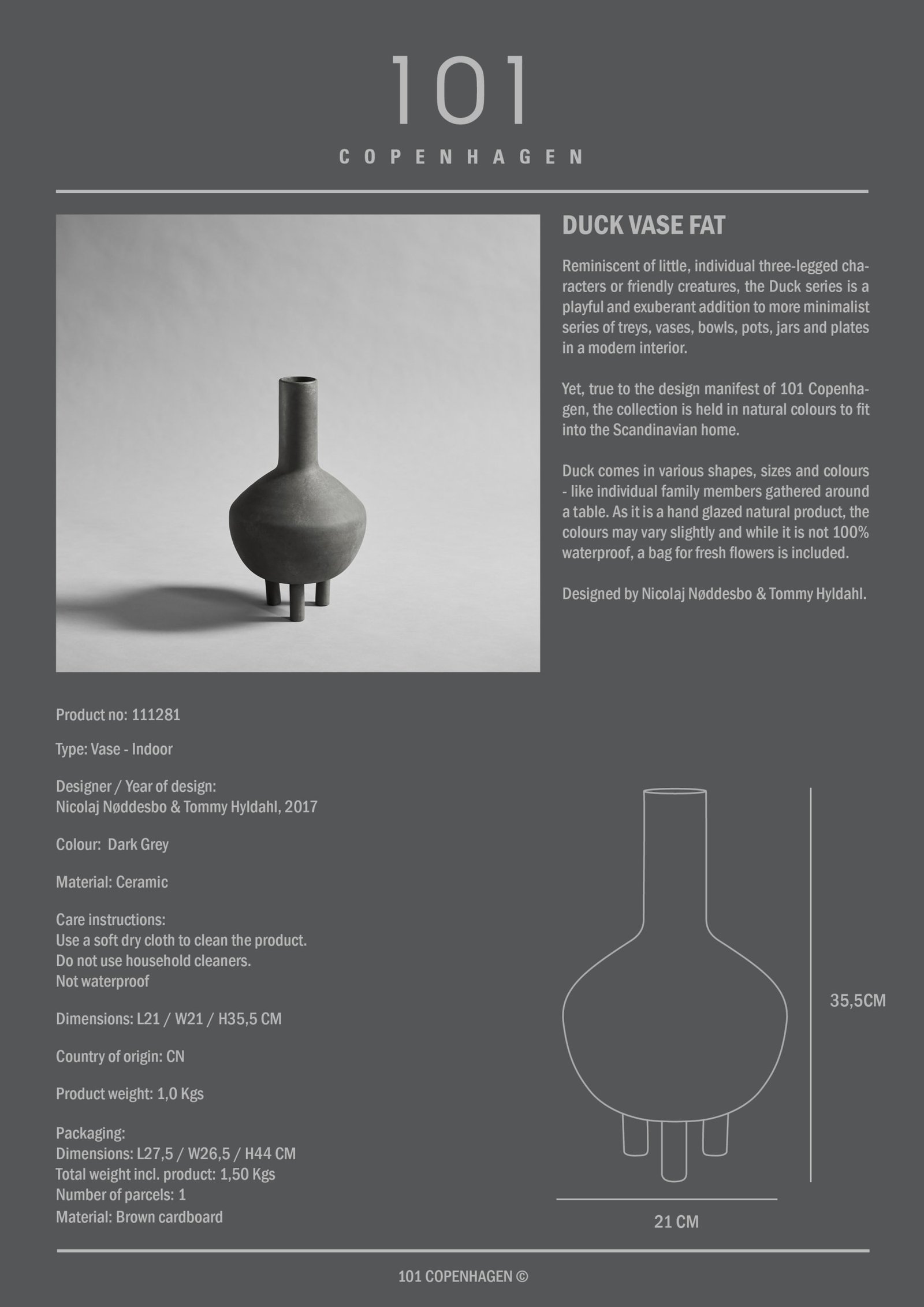 Duck vase fat grey - photo 2