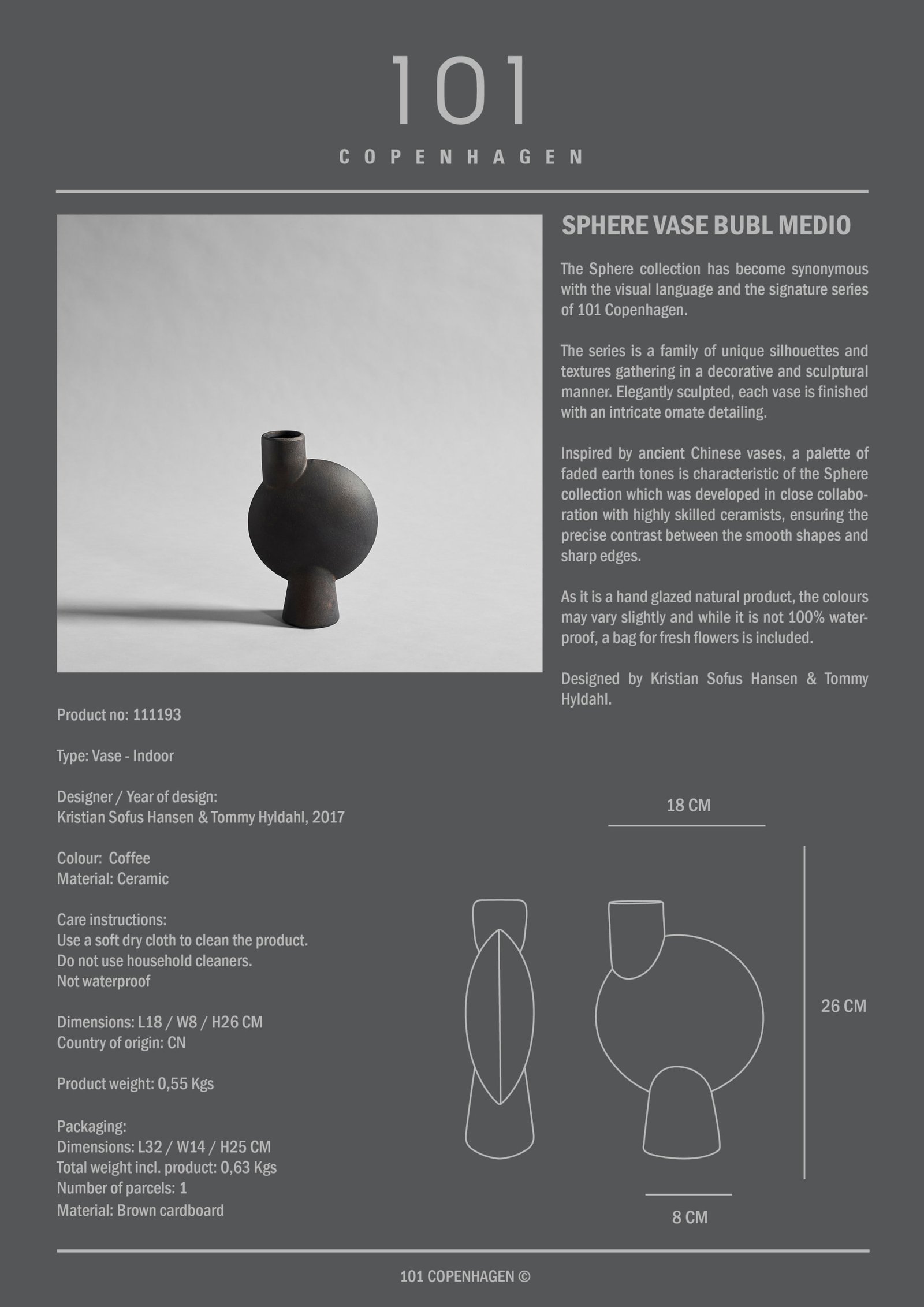 Sphere vase bubl medio Coffee - photo 2